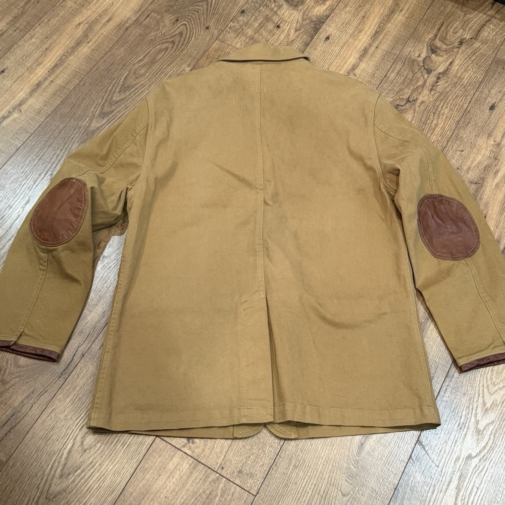 Orvis Blazer Mens L Khaki Zambezi Twill Leather Elbow‎ Patches 2 Button Field - Picture 6 of 7
